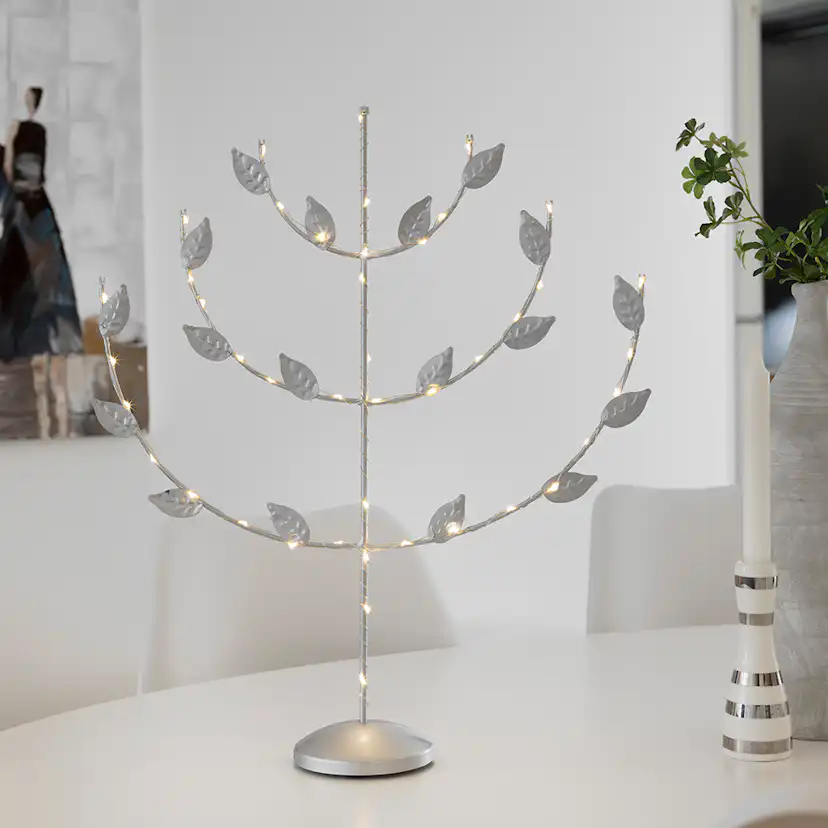 Elljusstake 45 varmvita LED metall silver 3V/IP20 Silver