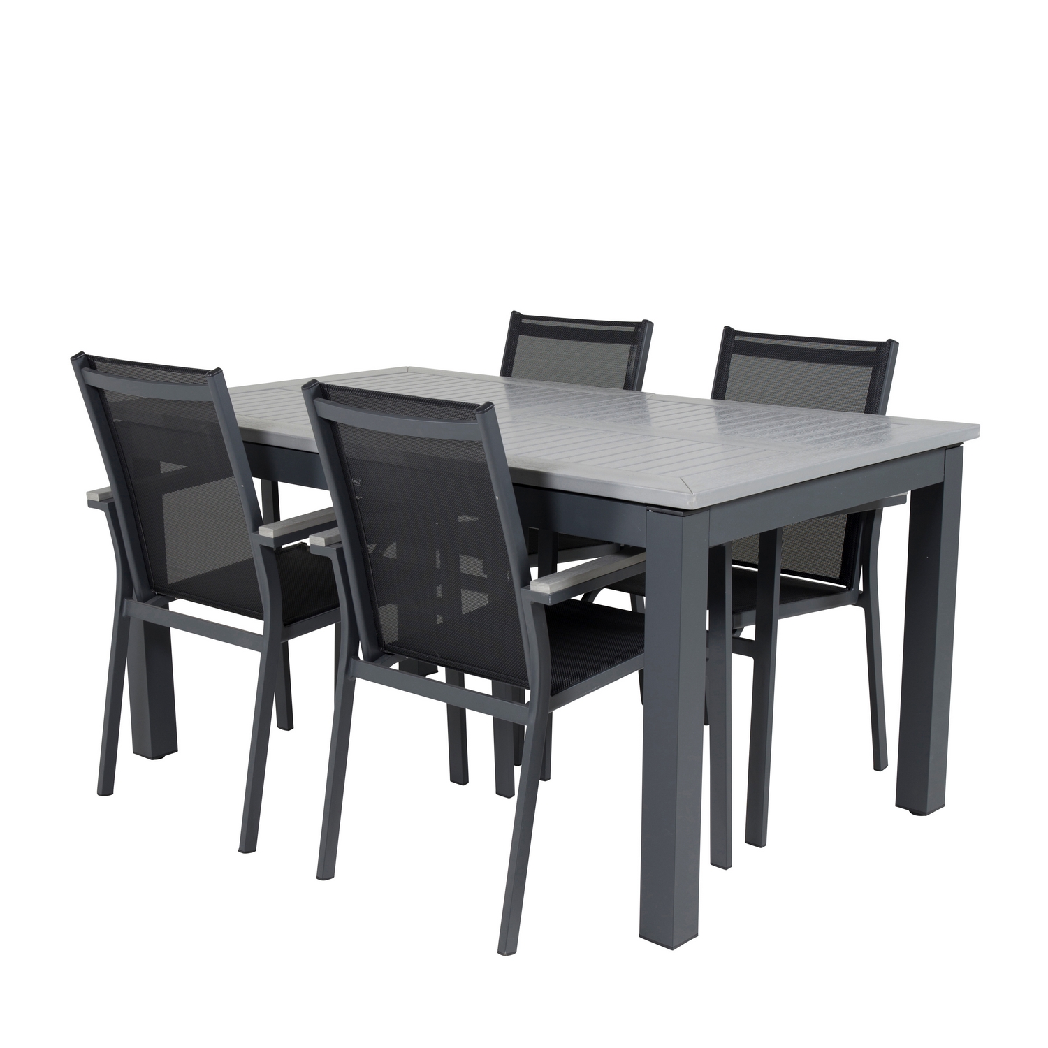 Albany Dining Table 160/240*100 - Svart Alu / Grey Aintwood+ Svart/Grå