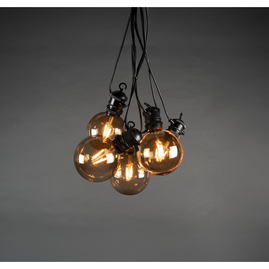 Ljusslinga Gnosjö Konstsmide Partyslinga Startset E27 10st LED-lampor Amber Rökfärgade