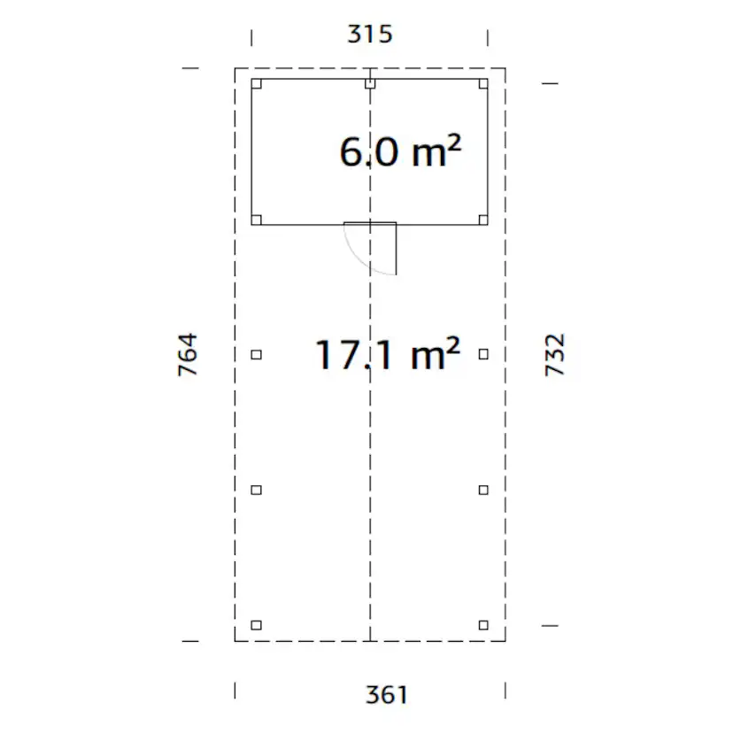Robert 23,1 m2 with shed BNDIP Impregnerad brun