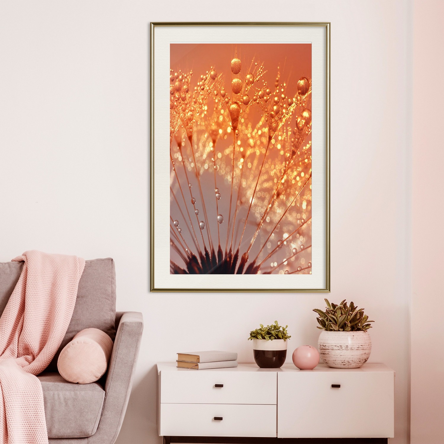 Affisch - Autumn Dandelion [Poster] 40x60 Guld ram med passepartout, 40x60 cm