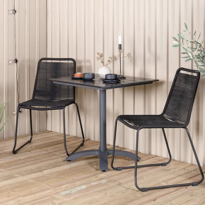 Colorado70*70 Black/Black+Lindos Stacking Chair - Black Alu Svart