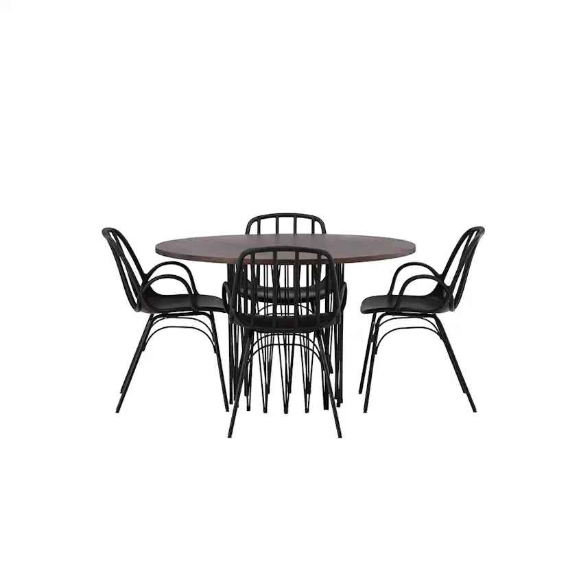 Matgrupp furniture/fashion Stone round Ø 120 cm med 4 Dyrön Stolar