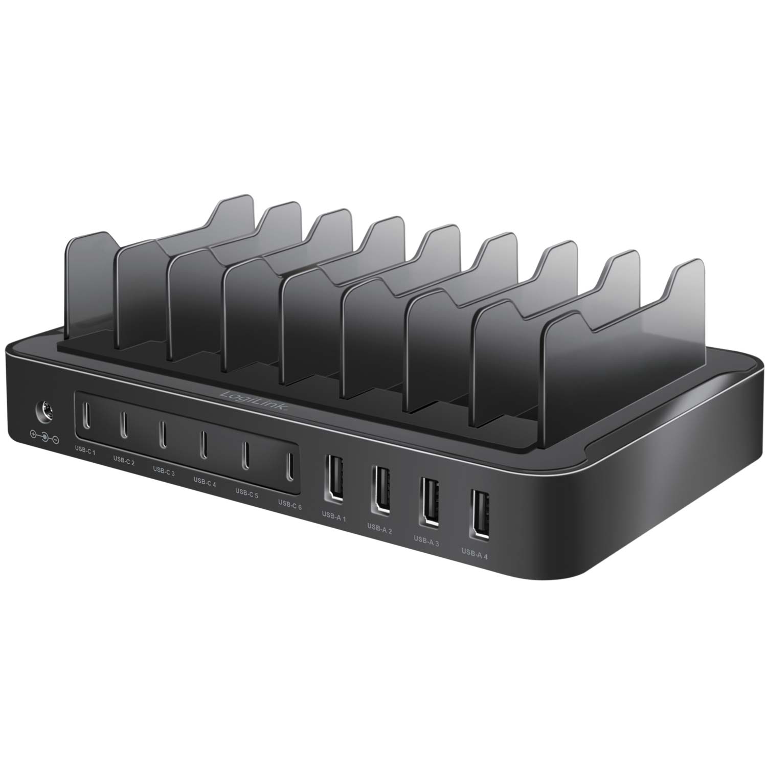 Laddstation LogiLink 10 Portar 6 st USB-C + 4st USB-A PD/QC3.0 120W
