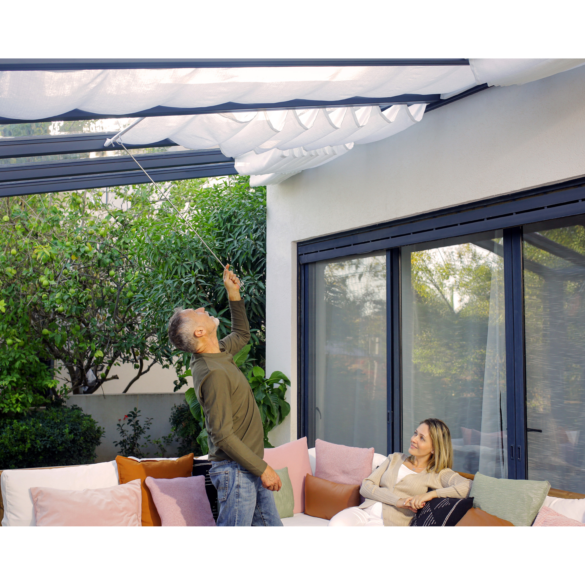 Gardinset Canopia by Palram Skuggkit Till Pergola Stockholm 3,4 x 6,6 m Vitt