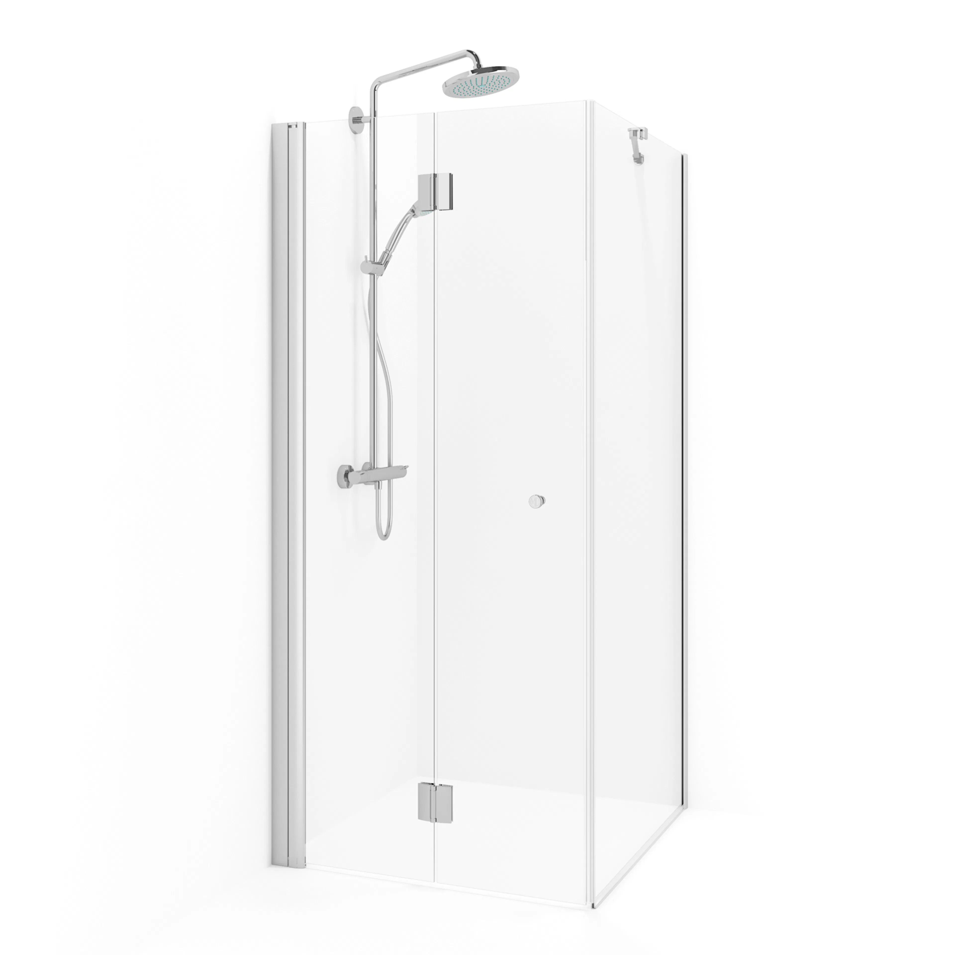 Spirit Vik sving V80D10 Ma Kl 800x1000 mm, Matt Aluminium, Klarglas med Knopp