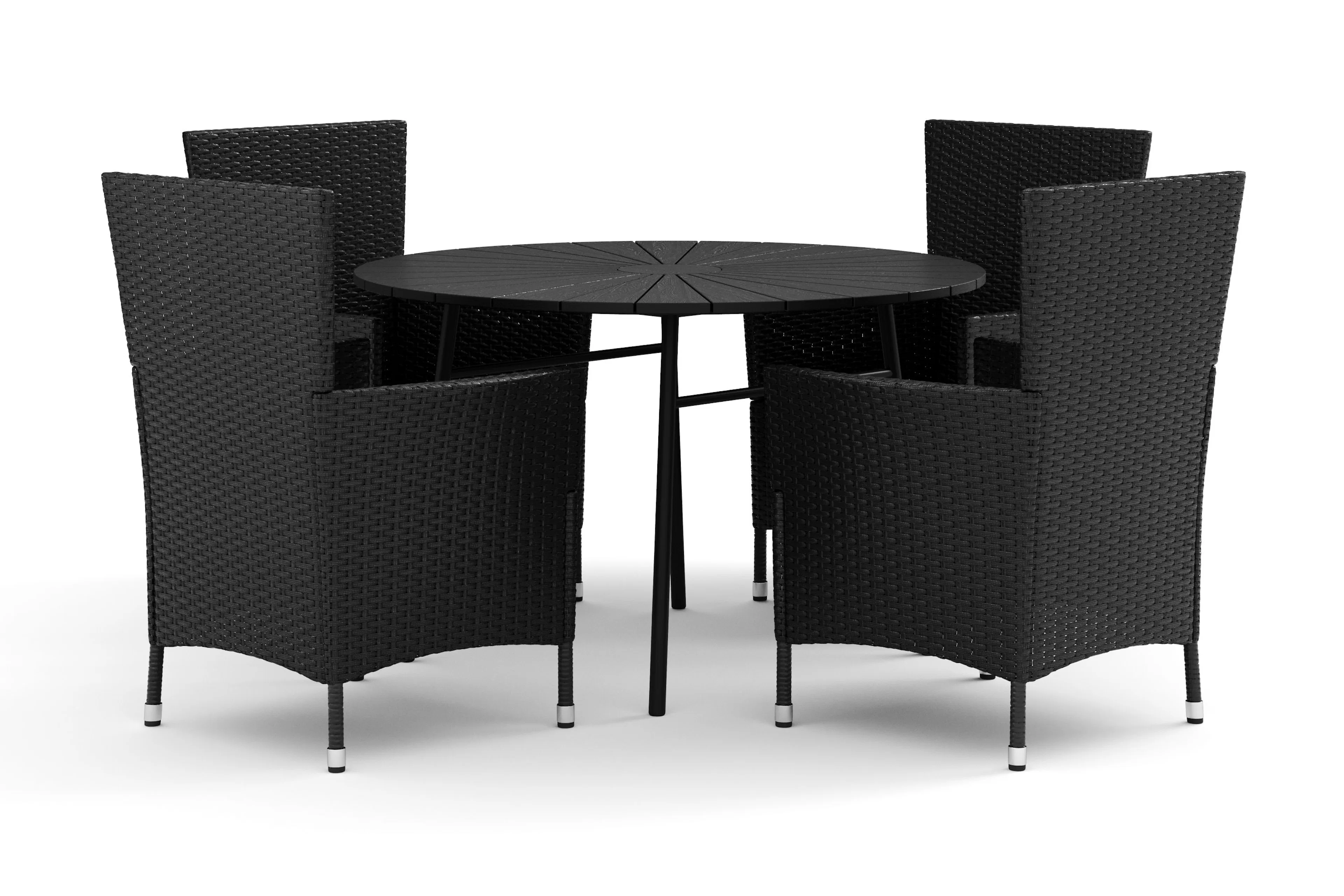 Trädgårdsgrupp Comfort Garden Tunis utomhus rund matgrupp 120 cm med 4 Thor Trädgårdsfåtölj