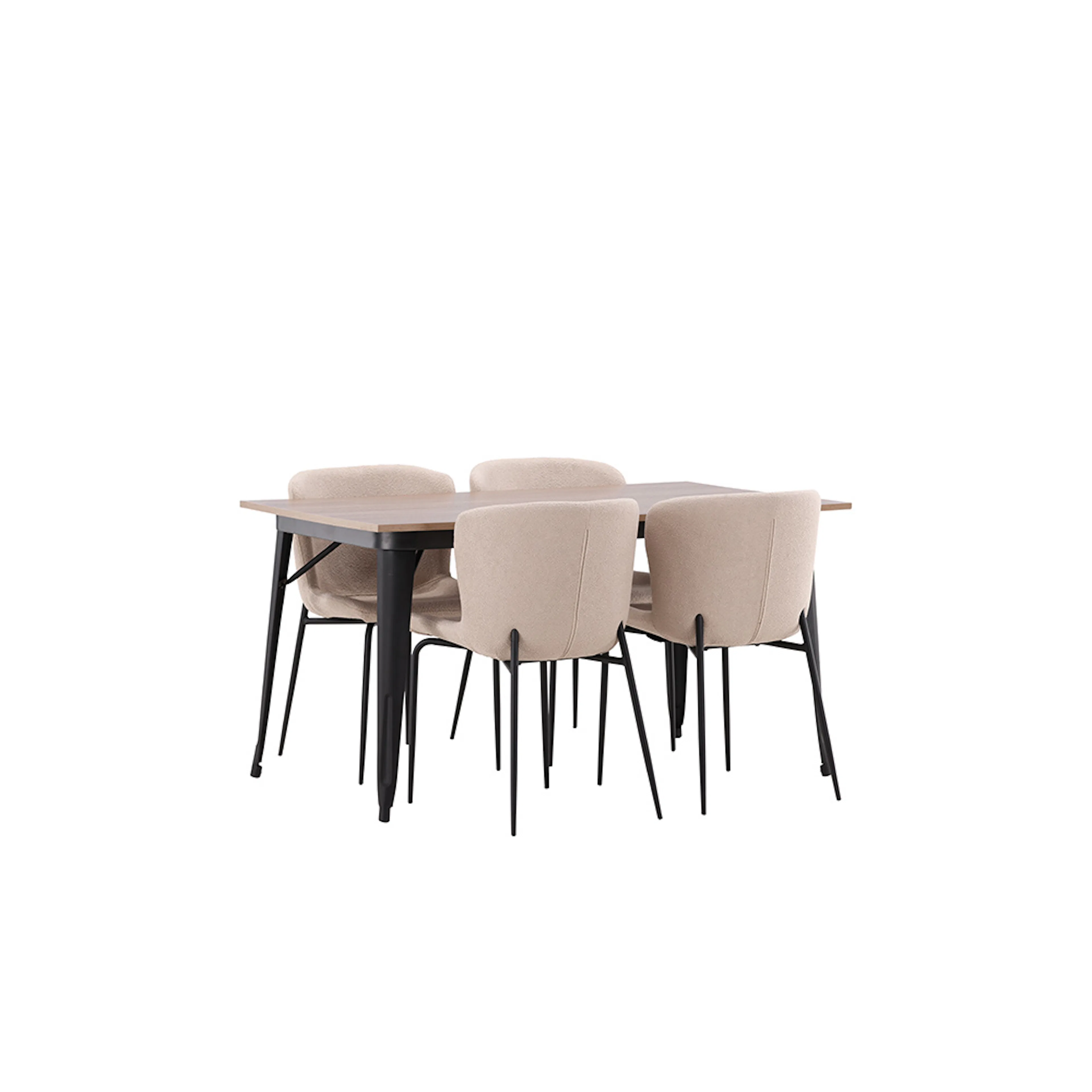 Tempe Dining Table - Black / Walnut MDF +Modesto Dining Chai Mörkgrå/Ek