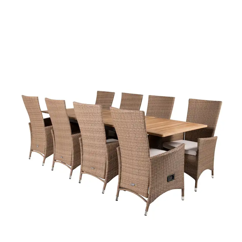 Matgrupp Utomhus Venture Home Perla 160/240 med 8 Pishi KarmTrädgårdsstolar