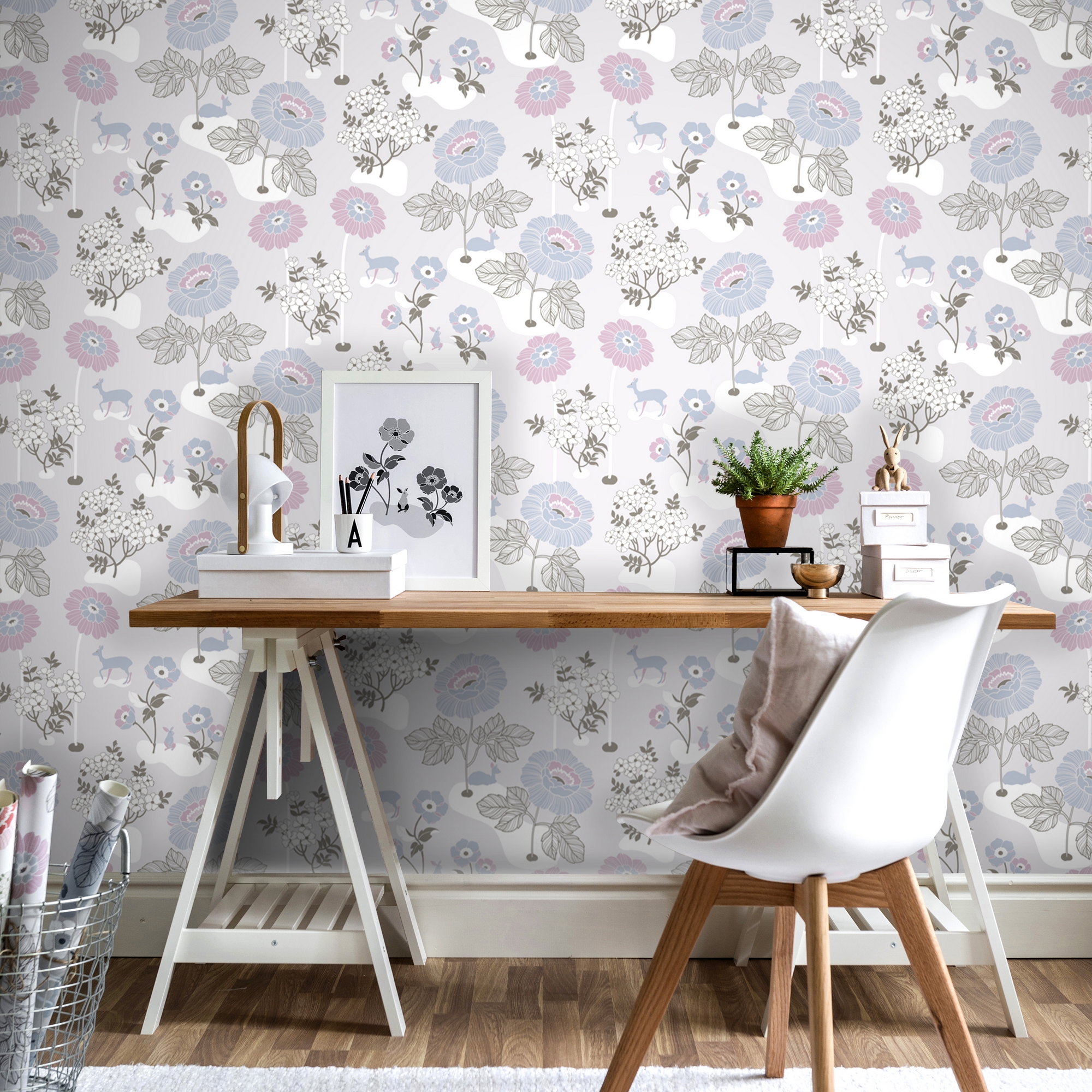 Tapet Duro 1900 Blomsteräng Ljusgrå 398-02