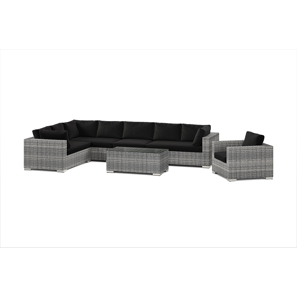 Loungegrupp Comfort Garden Bahamas utomhus L-soffa höger 8-sits med fåtölj och bord