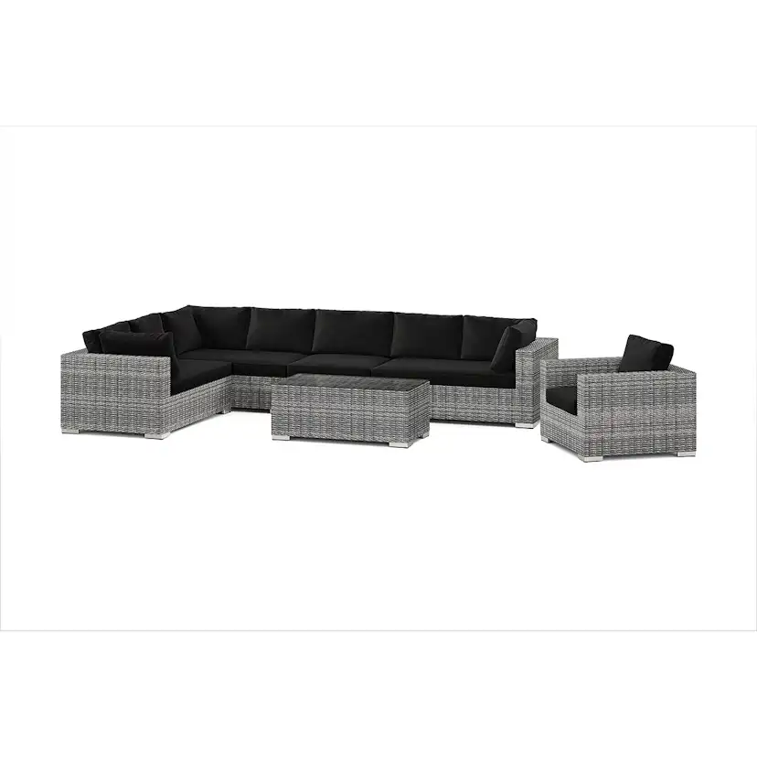 Loungegrupp Comfort Garden Bahamas utomhus L-soffa höger 8-sits med fåtölj och bord
