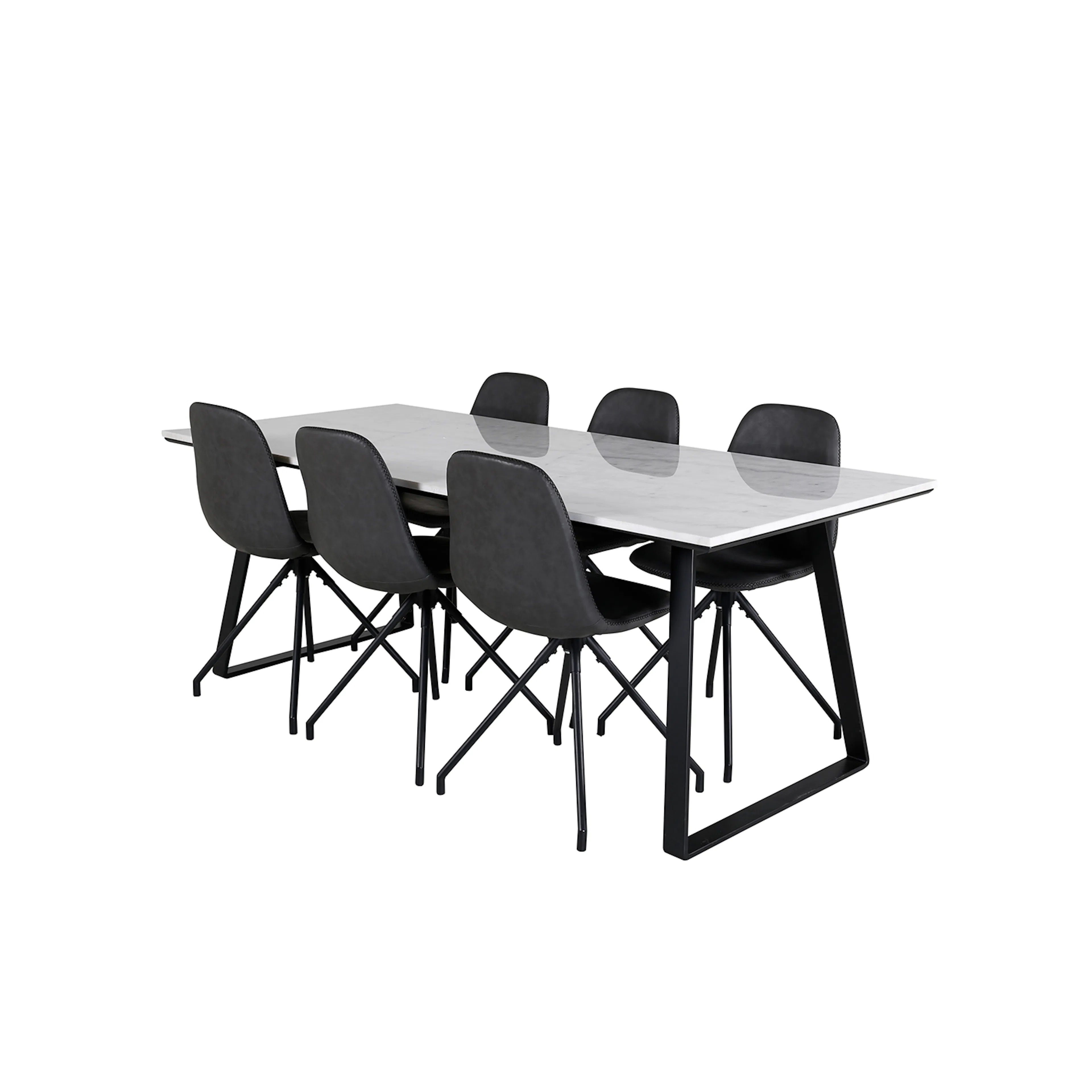 Matgrupp Venture Home Estelle med 6 Pobbie Stolar Konstläder