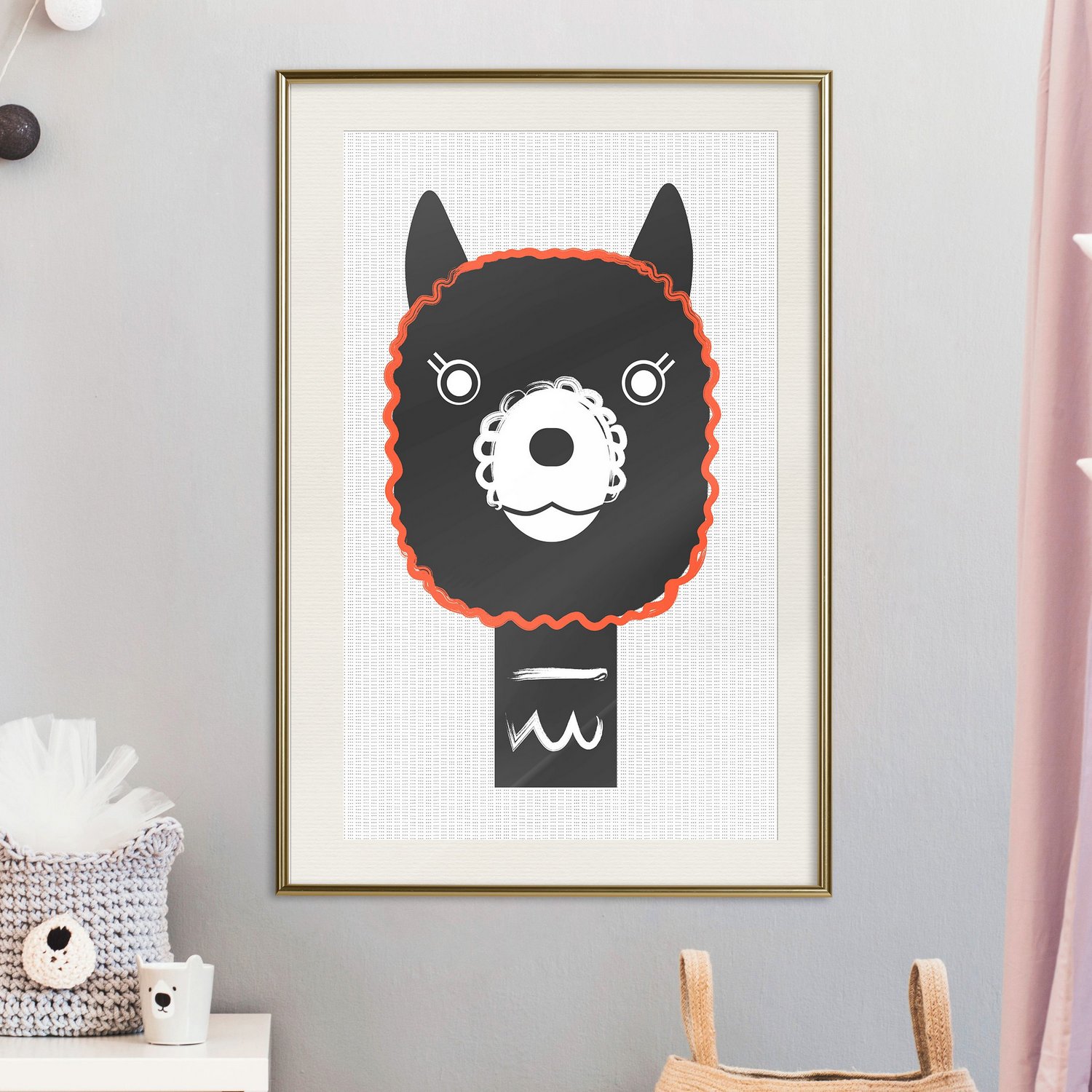 Affisch - Decorative Alpaca [Poster] 40x60 Guld ram med passepartout, 40x60 cm