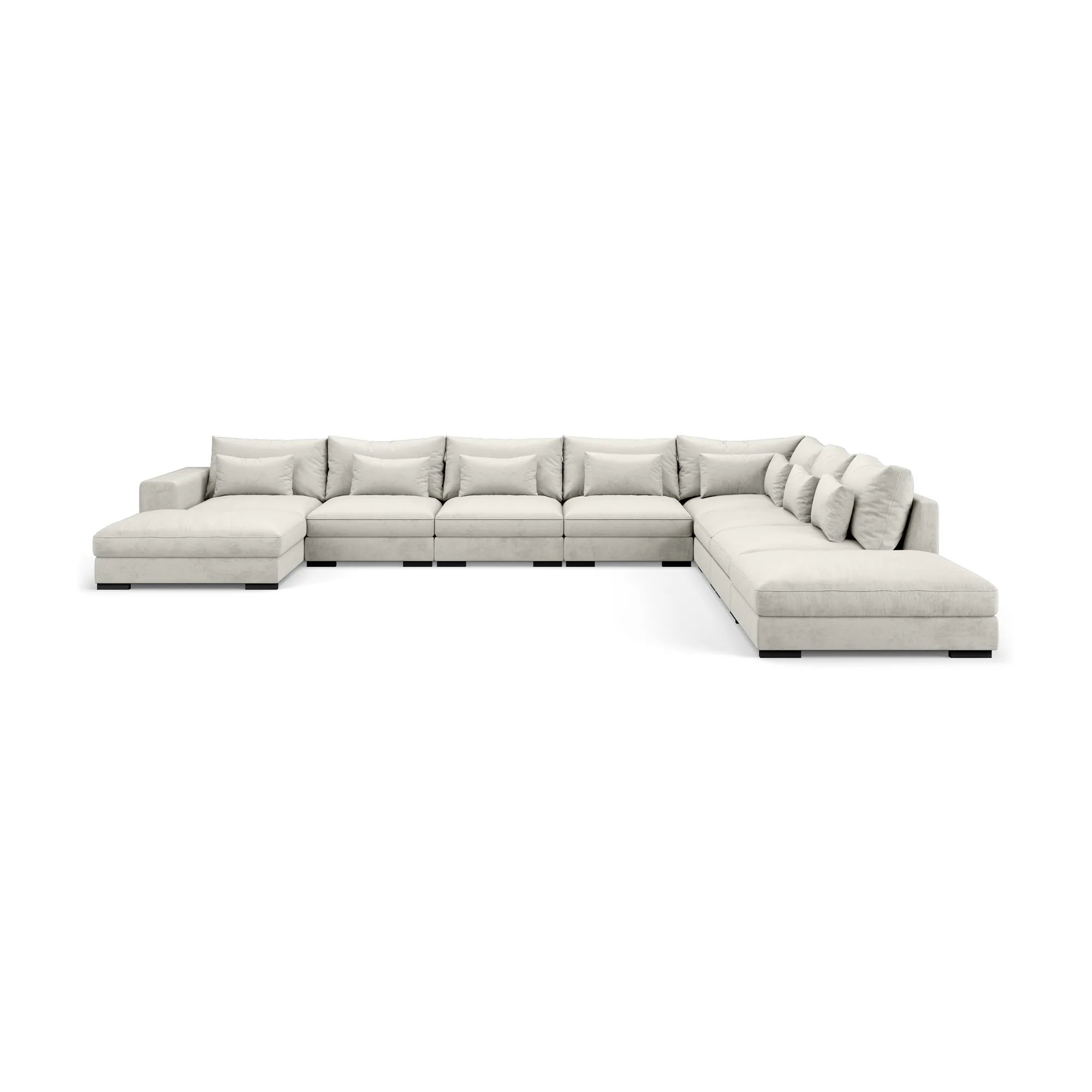 Dubai U-modulsoffa Large med Divan Vänster Sammet Orelie 10, Vit Sammet, Vänster