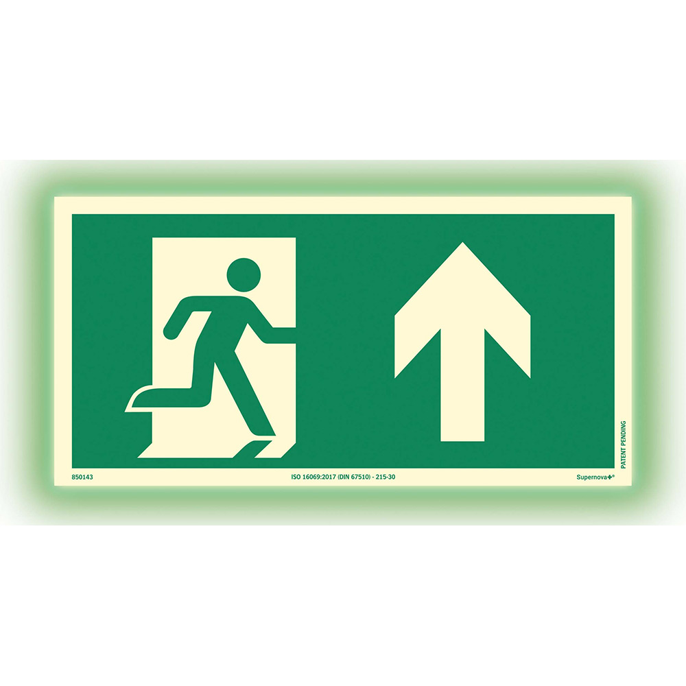 Skylt Systemtext Utrymning Rakt Fram Aluminium Supernova+