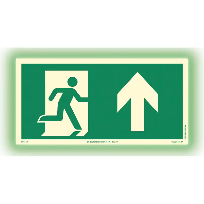 Skylt Systemtext Utrymning Rakt Fram Aluminium Supernova+