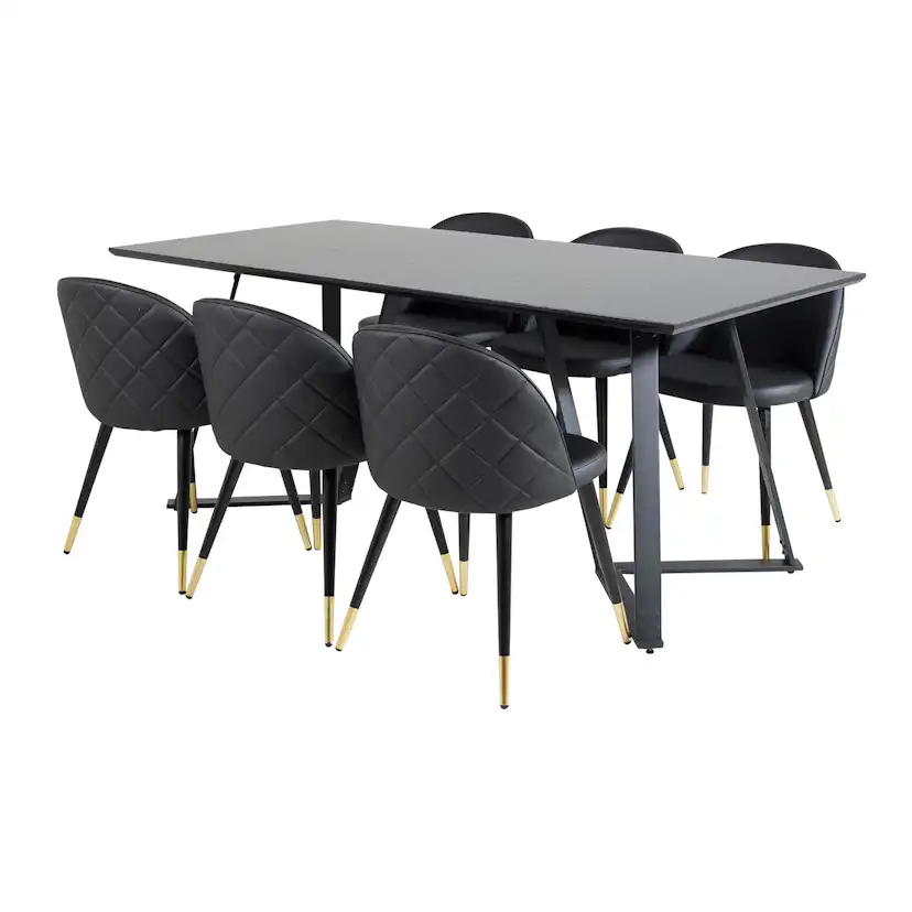 Matgrupp Venture Home Madde med 6 Valentina Stolar Konstläder