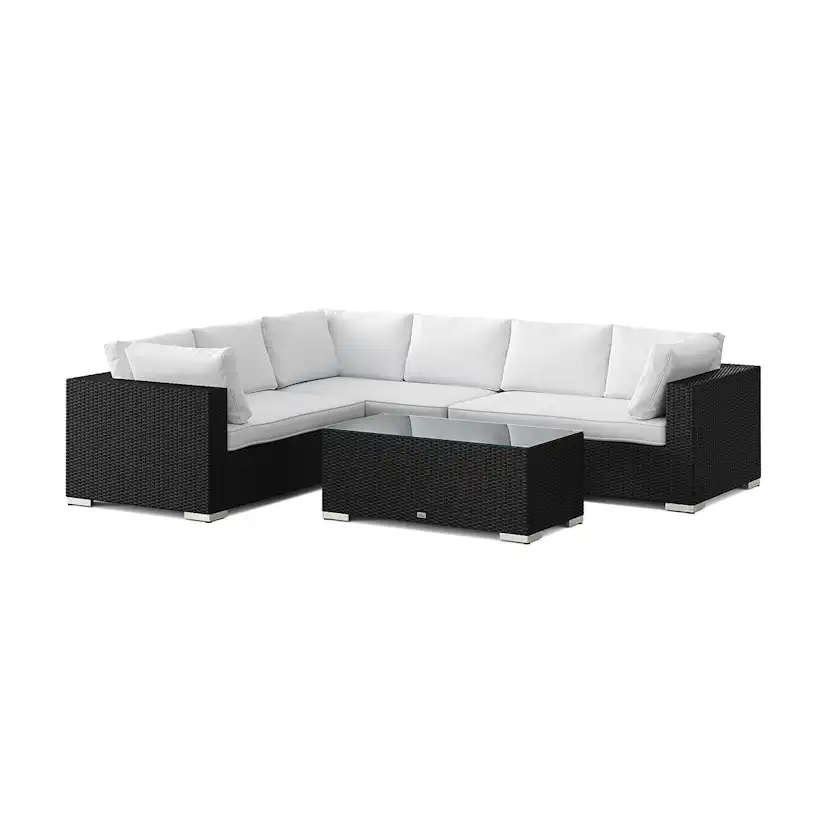 Loungegrupp Comfort Garden Bahamas L-formad utesoffa höger, 6-sits med bord