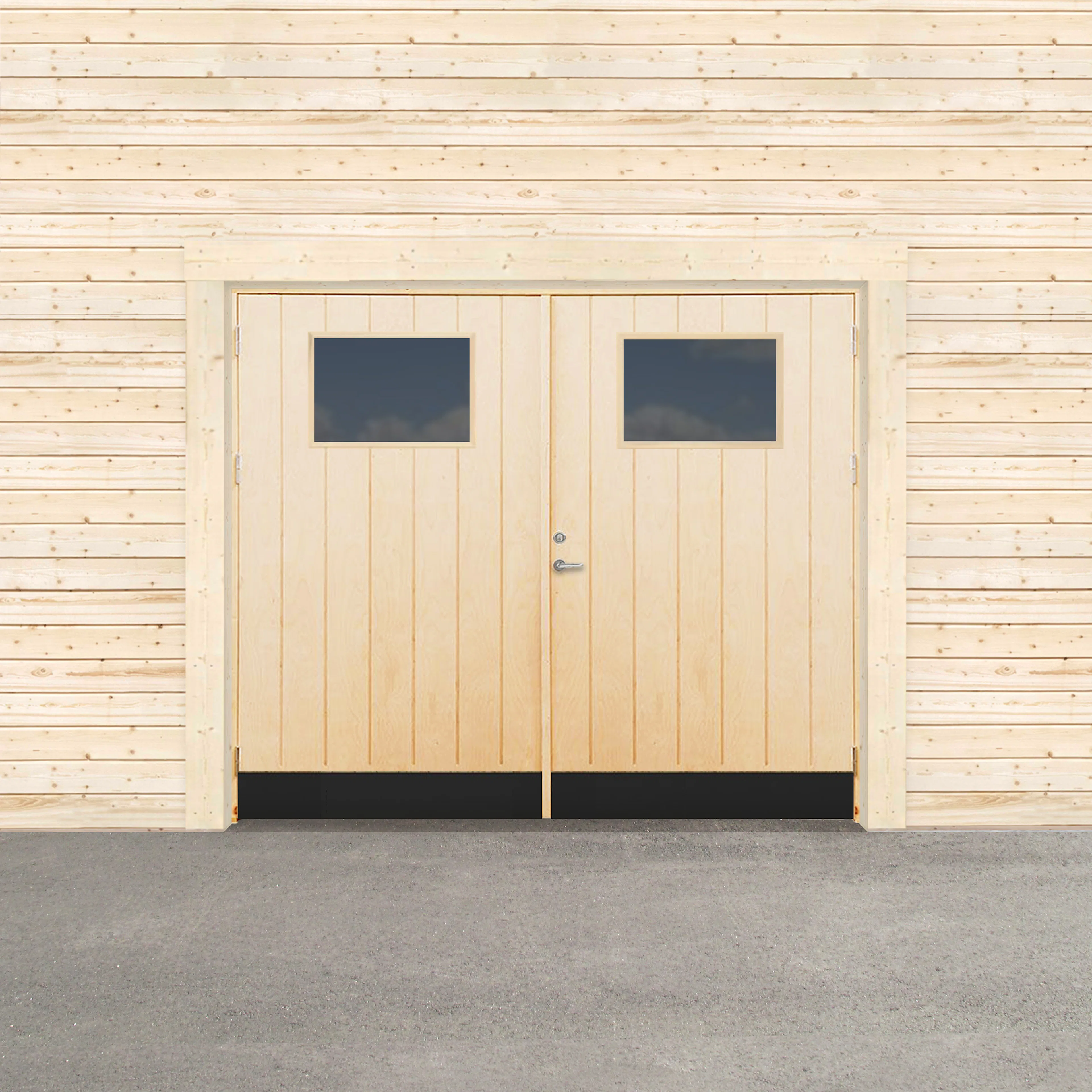 GARAGEPORT VARM GLASFÖNSTER 250X210 H - OBEHANDLAD BxH: 250x210 cm
