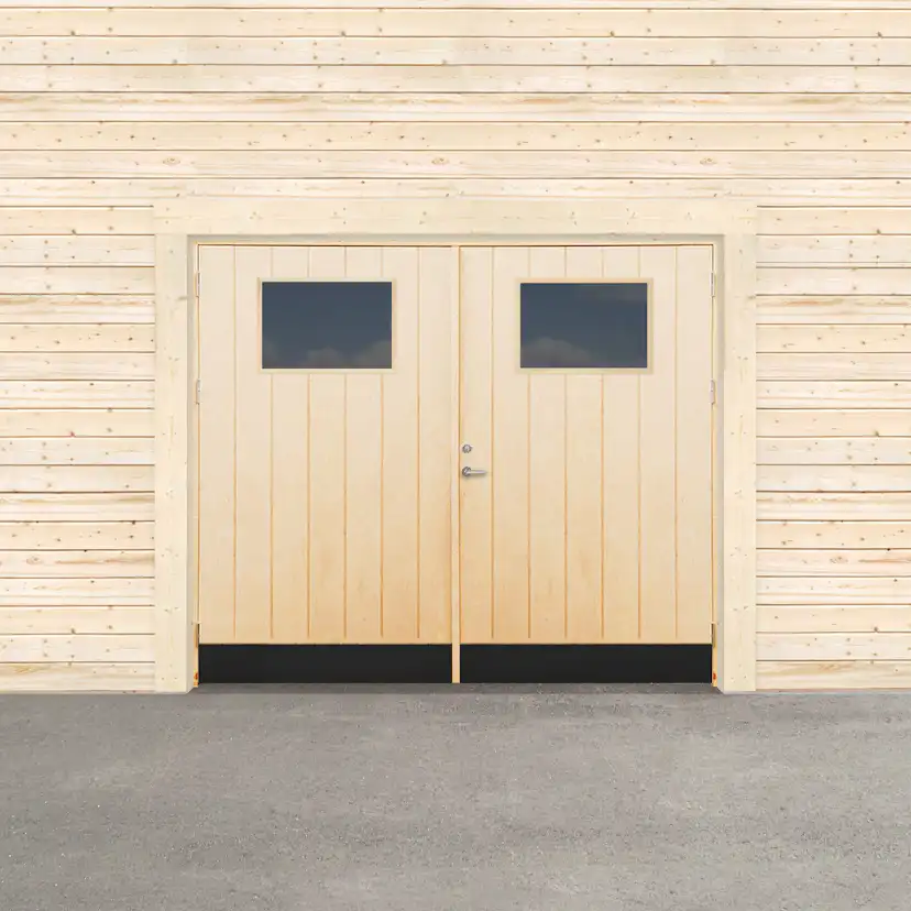 Garageport Sveadörren Varm Glasfönster Obehandlad