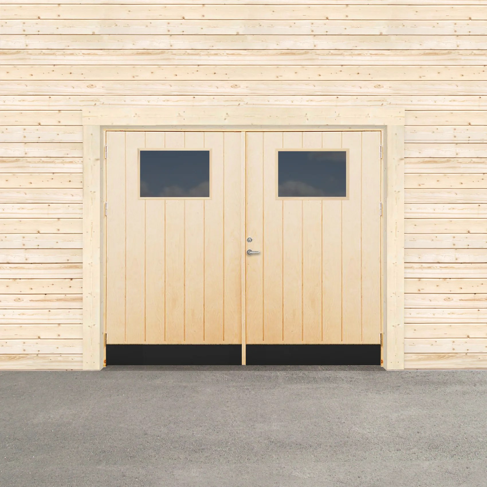Garageport Sveadörren Varm Glasfönster Obehandlad