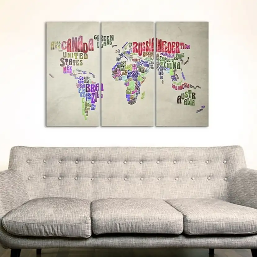 Tavla Arkiio Färgglada Länder Triptych