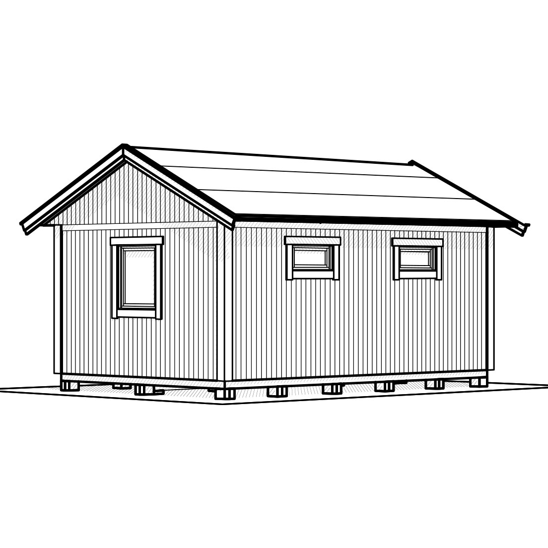 Attefallshus Vibostugan Njuta 25-4 24,3 m² Trähus med Sadeltak