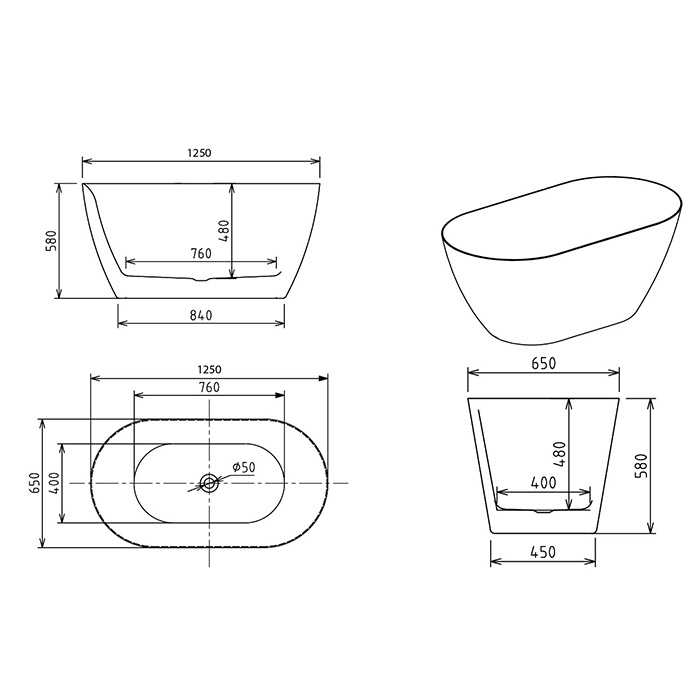 Badkar Bathlife Stillsam Mini 1250