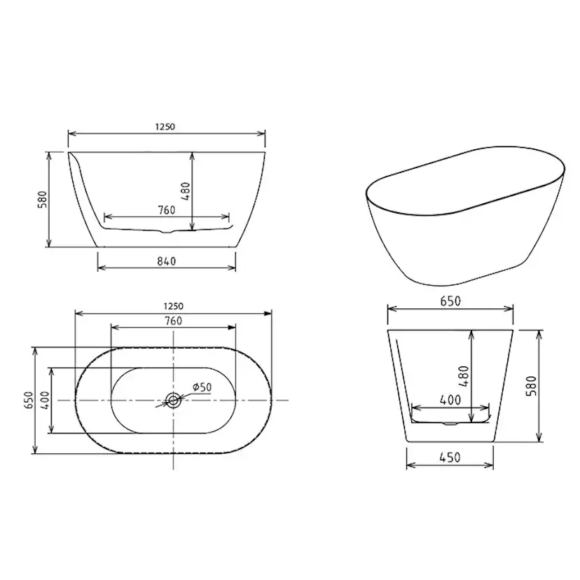 Badkar Bathlife Stillsam Mini 1250