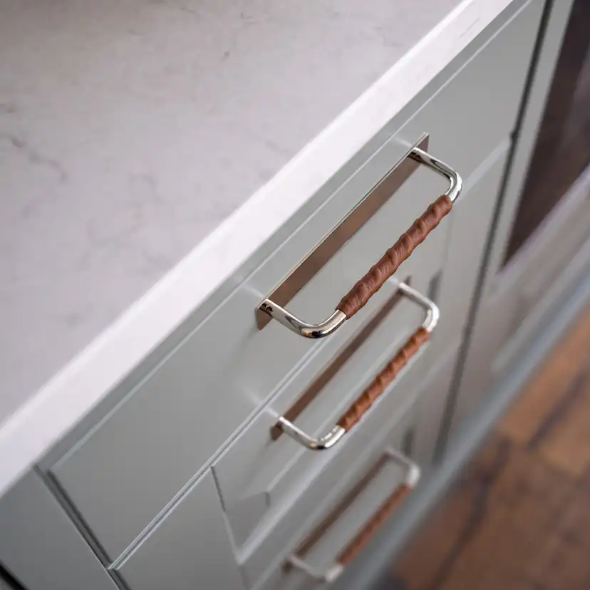 Handtag Beslag Design Royal Deluxe Läderlindad Brun