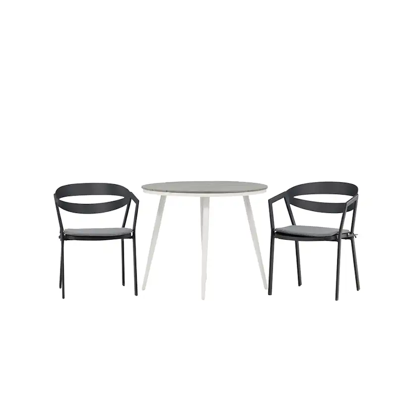 Break - Dining Table Round- White / Grey - Alu / Aintwood - Grå/Vit