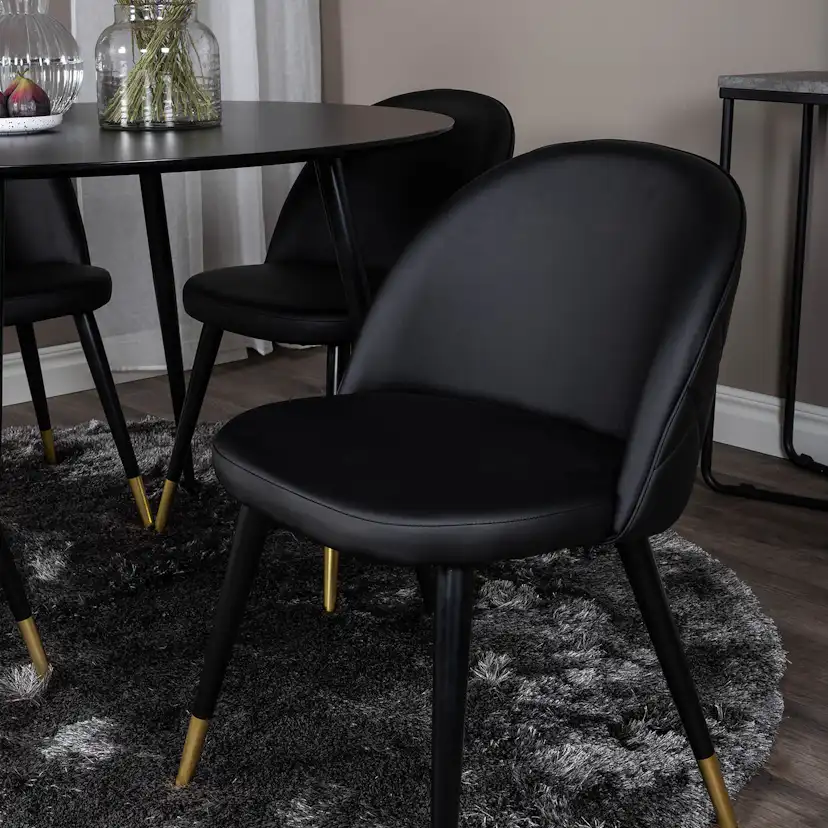 Matgrupp Venture Home Silvia med 4 Valentina Stolar Konstläder Runt