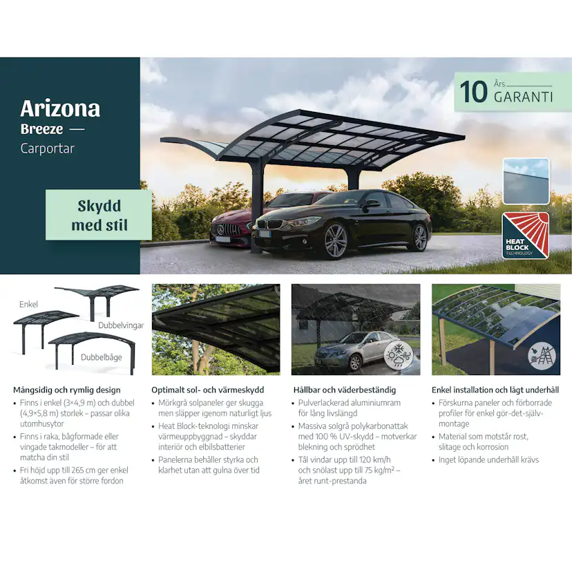 Dubbel Carport Canopia by Palram Arizona Breeze Carport I Metall 6x5 m
