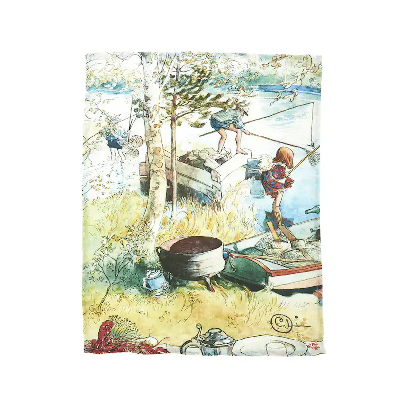 Kökshandduk Svanefors Carl Larsson Kräftfiske