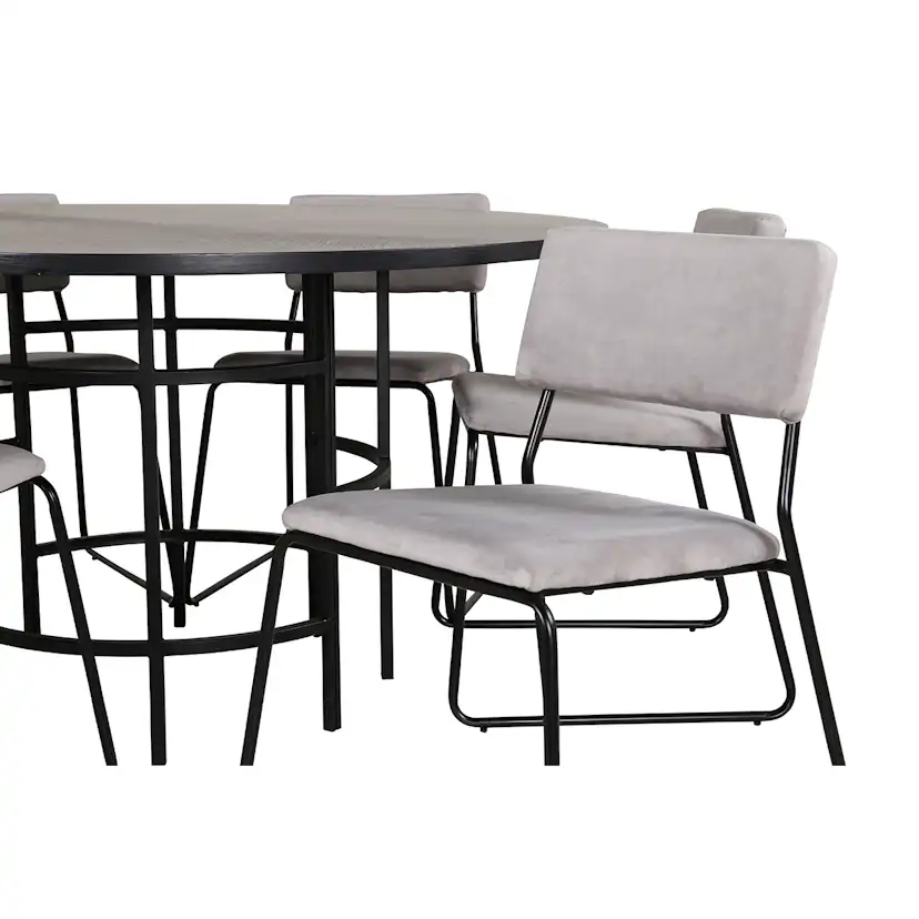 Copenhagen - Dining Table round - Black / Black+Kenth Chair Grå/Svart