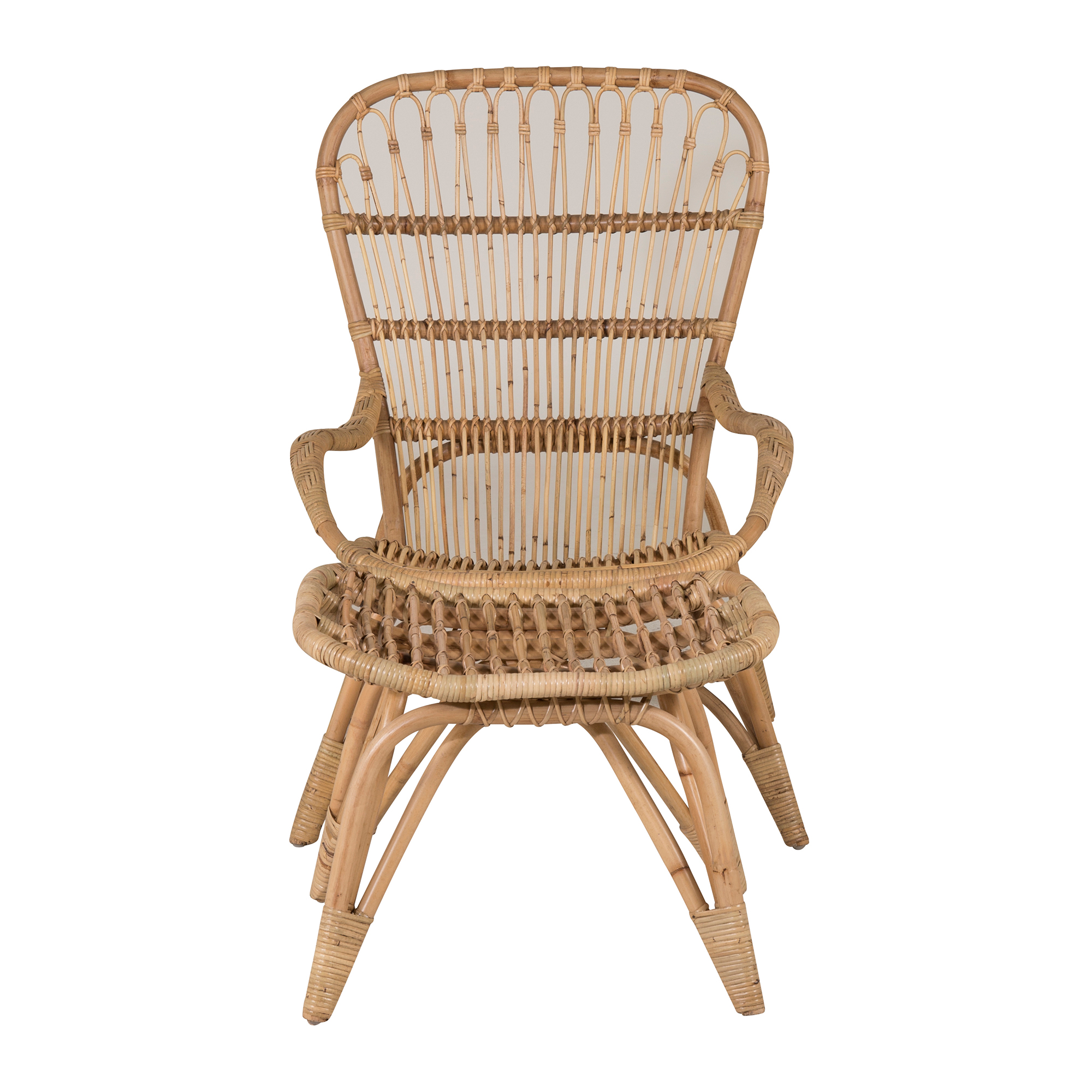 Ella Lounge Chair - rattan / Offwhite Cushion. inc. Ottoman Natur