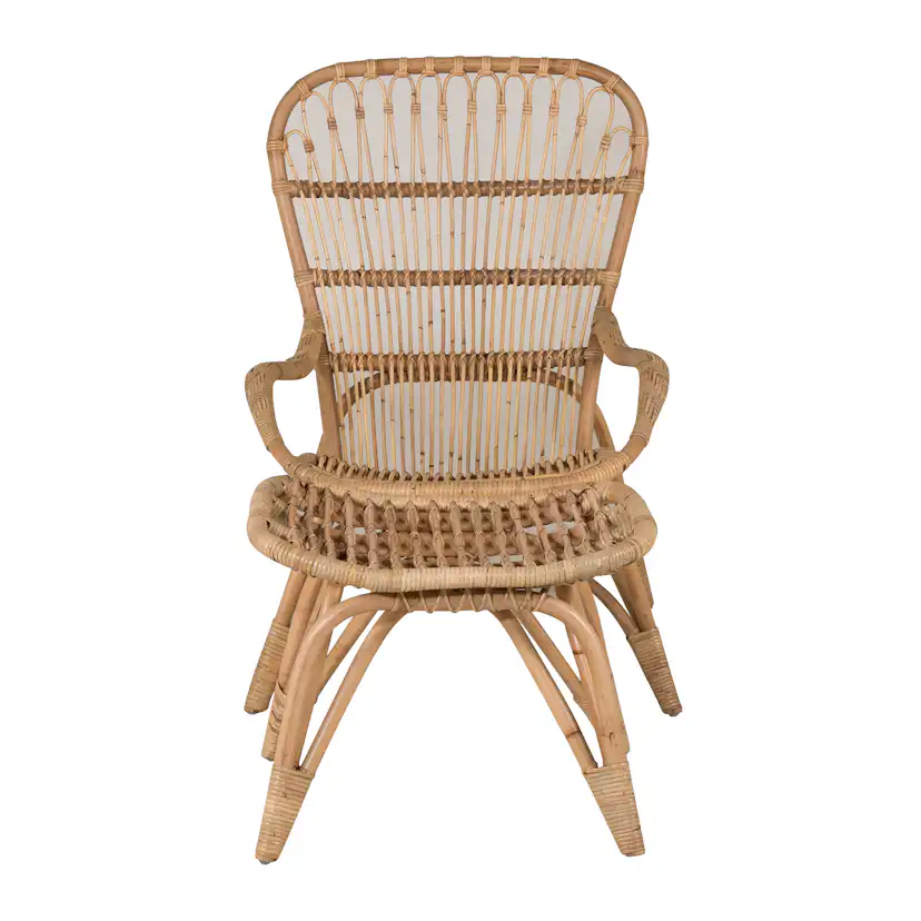 Ella Lounge Chair - rattan / Offwhite Cushion. inc. Ottoman Natur
