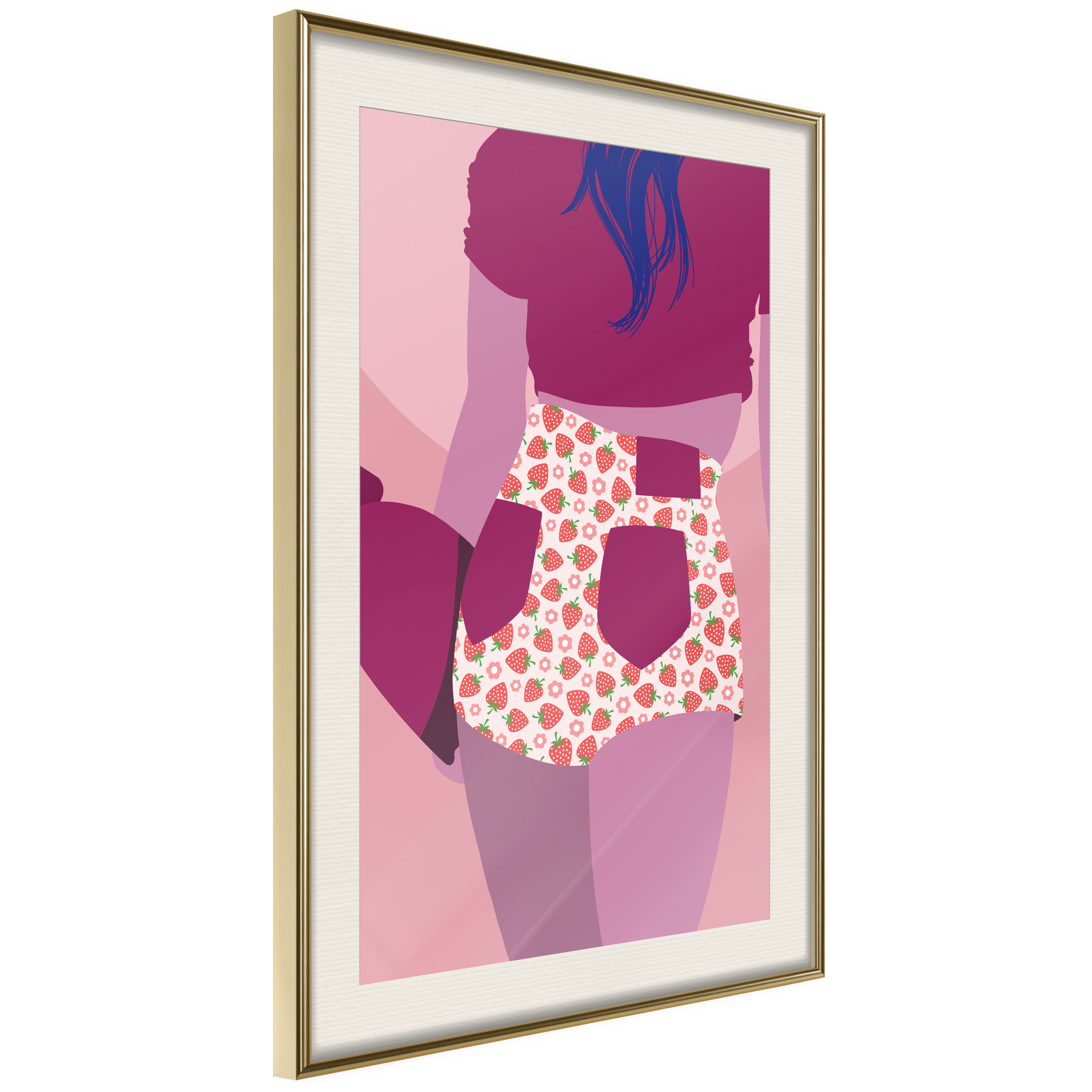 Affisch - Strawberries Shorts [Poster] 40x60 Guld ram med passepartout, 40x60 cm