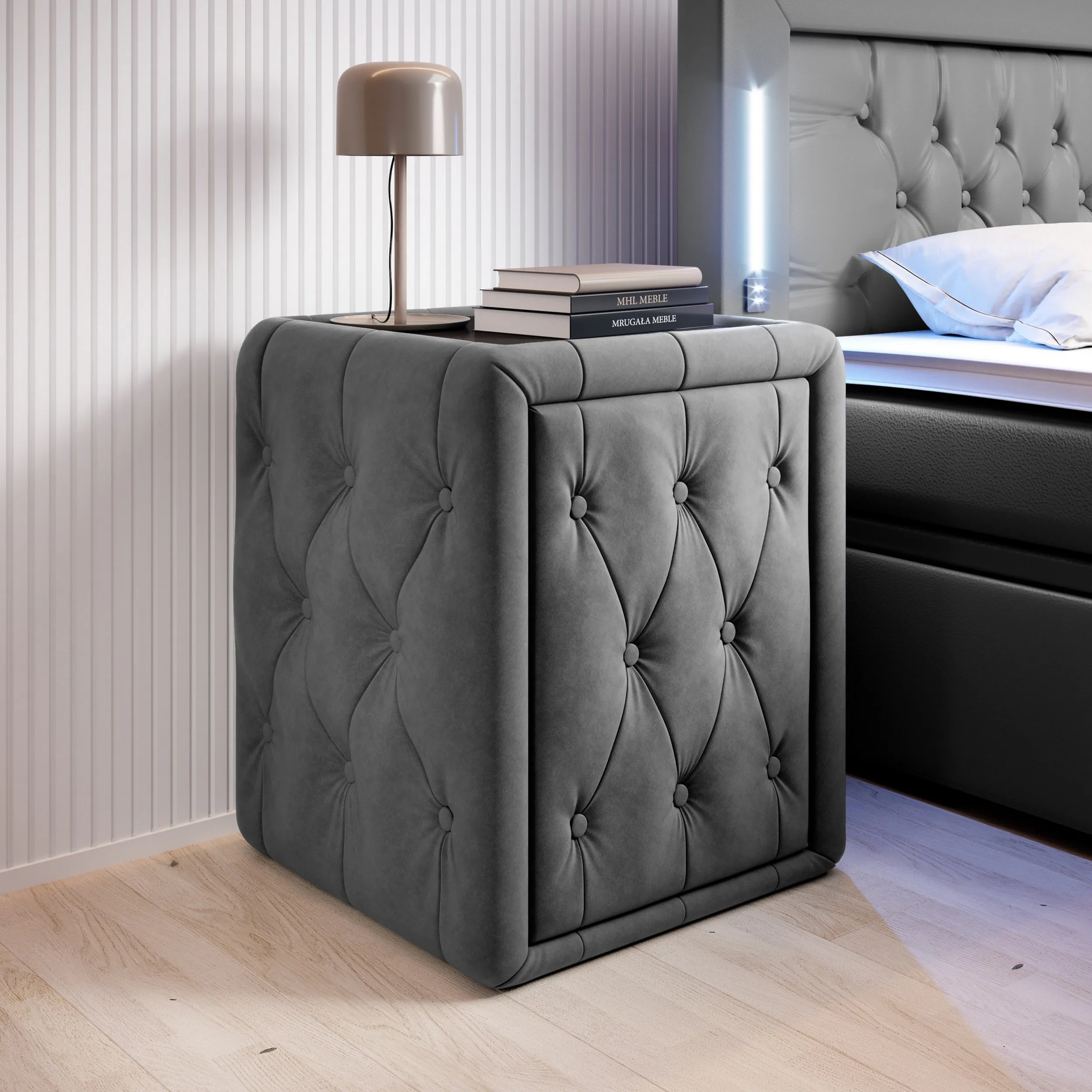 Sängbord Cloud47 Nattduksbord Franco 58cm med Förvaringslåda