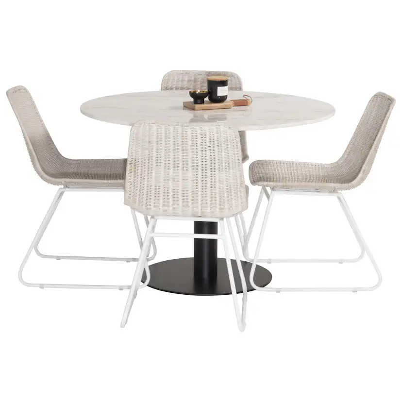 Matgrupp Venture Home Estelle Rund med 4 Cornelia Stolar