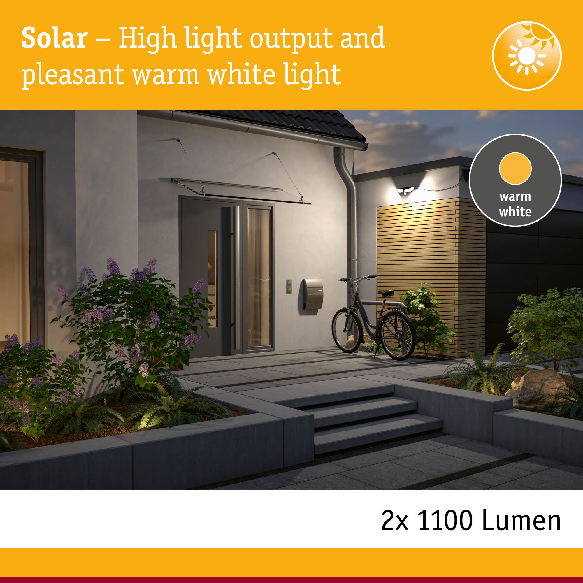 Fasadbelysning Solcell Paulmann Sonlig LED med Skymningsstyrd rörelsedetektor IP65