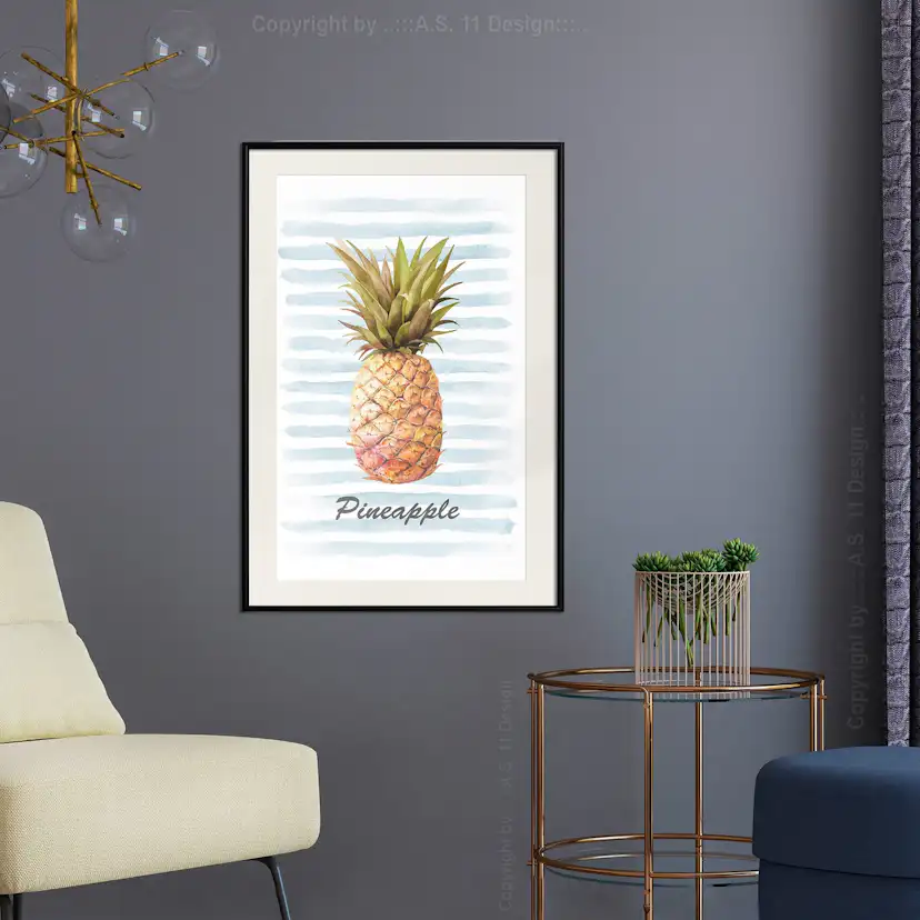 Poster Artgeist Affisch Pineapple and Stripes