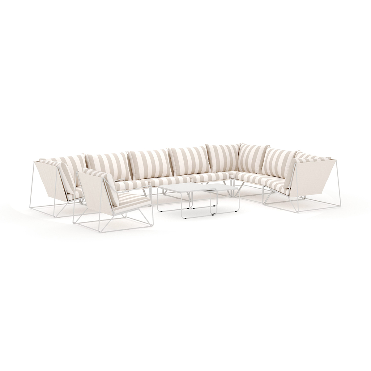 Loungesoffa Comfort Garden Usteryd utomhus L-soffa 8-sits vändbar med fåtölj
