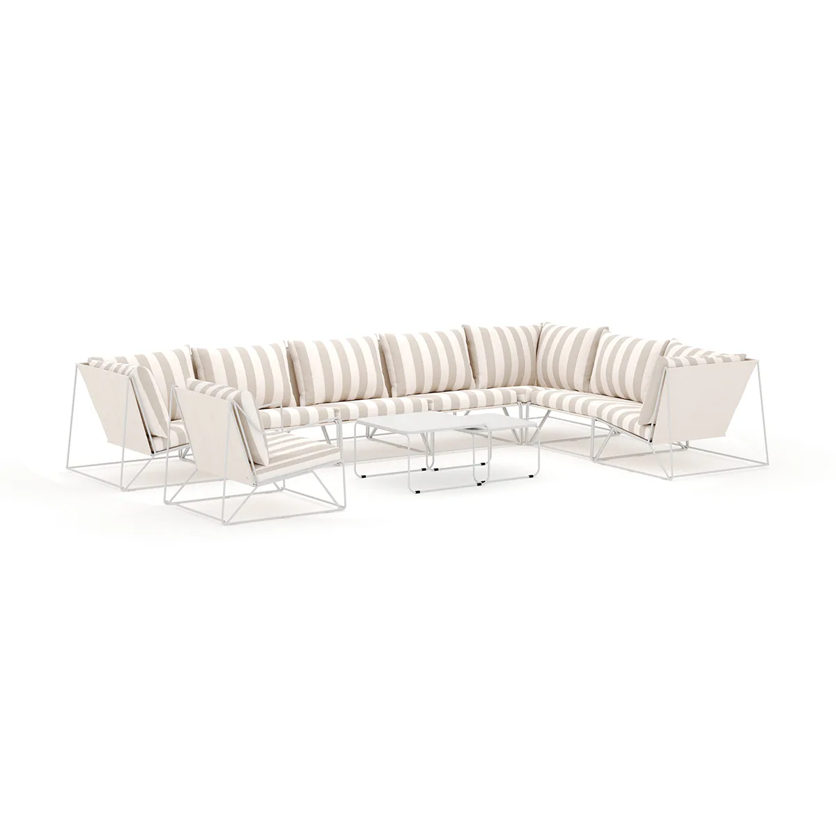 Loungesoffa Comfort Garden Usteryd utomhus L-soffa 8-sits vändbar med fåtölj