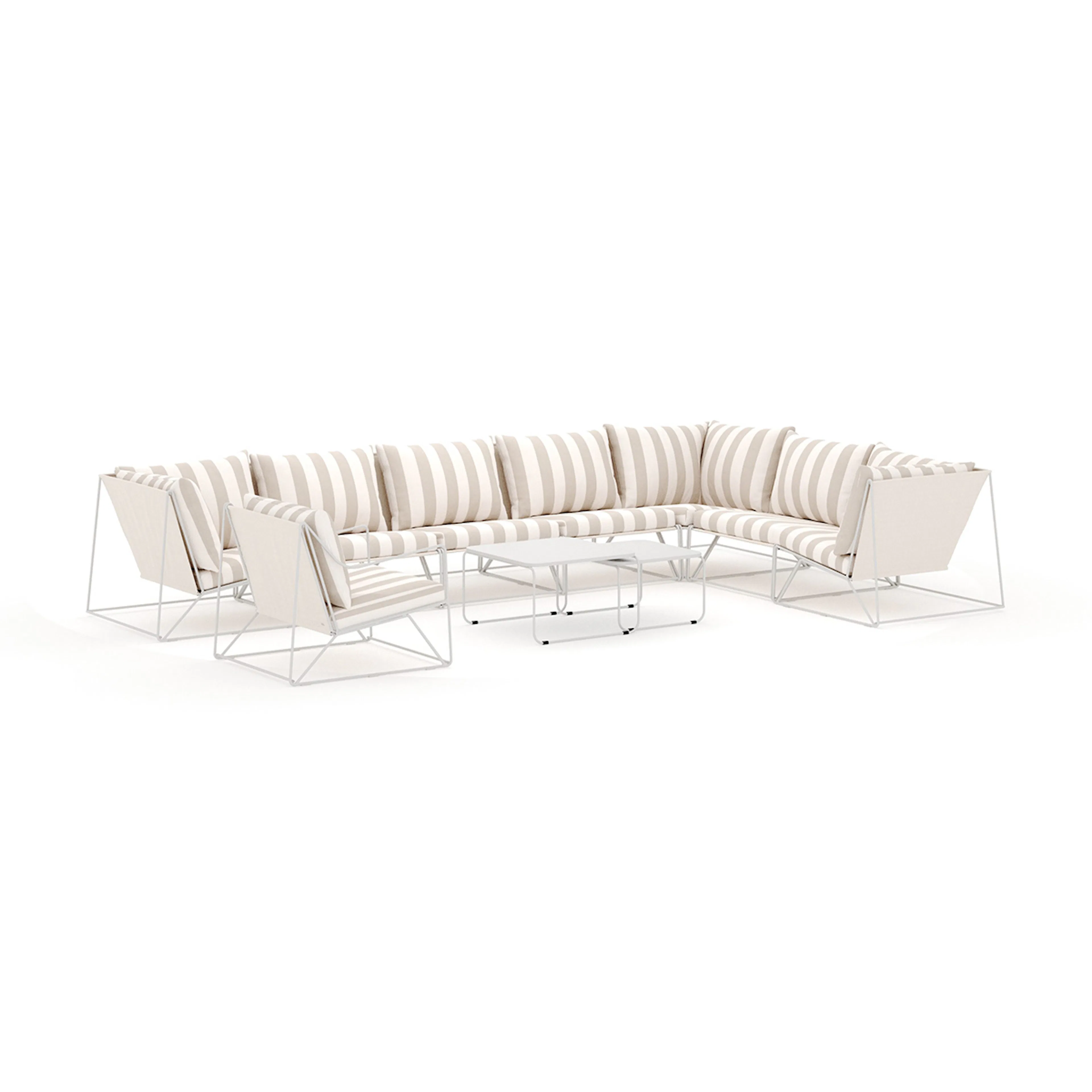 Loungesoffa Comfort Garden Usteryd utomhus L-soffa 8-sits vändbar med fåtölj