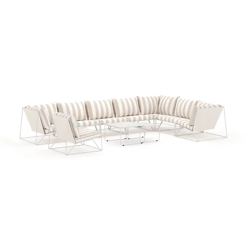 Loungesoffa Comfort Garden Usteryd utomhus L-soffa 8-sits vändbar med fåtölj