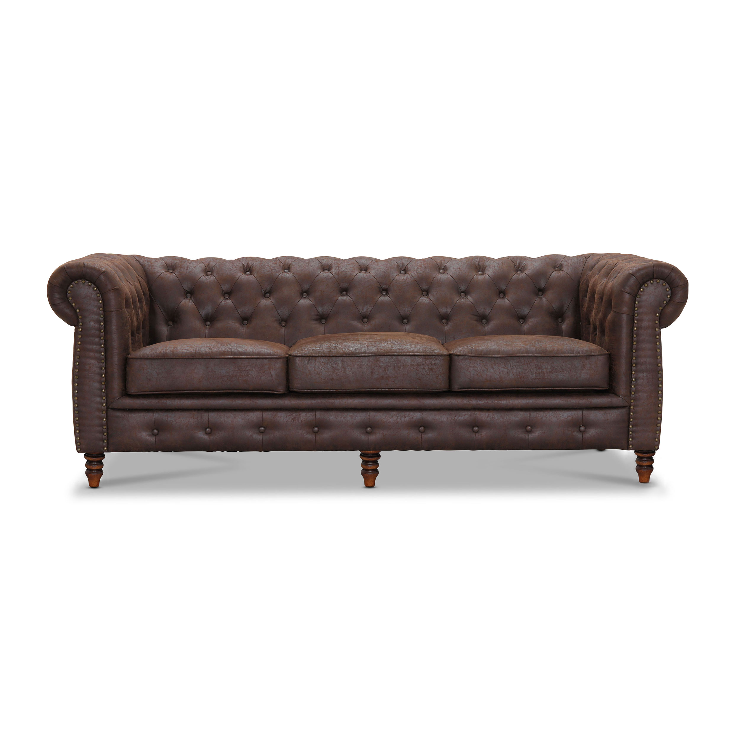 3-sitssoffa Hagagruppen Cambridge Mirco Vintage Chesterfieldsoffa Brun