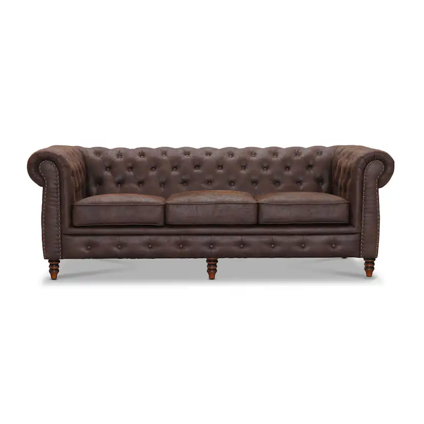 3-sitssoffa Hagagruppen Cambridge Mirco Vintage Chesterfieldsoffa Brun