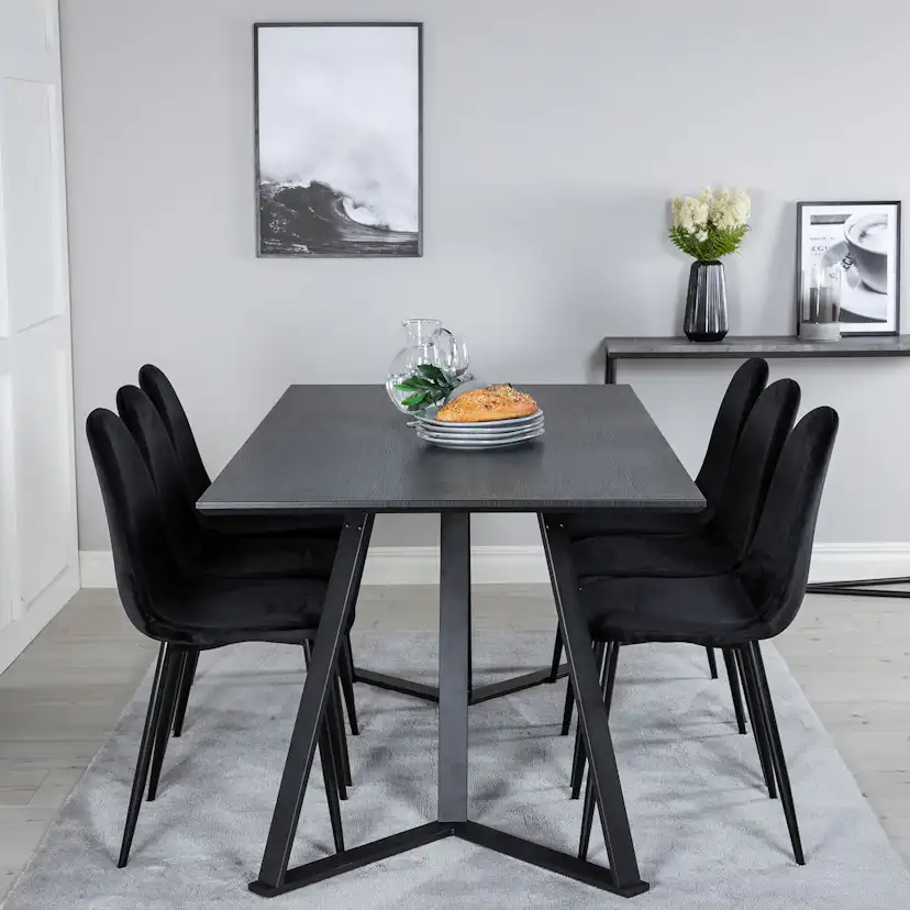 Matgrupp Venture Home Marina med 6 Polar Velvet stolar